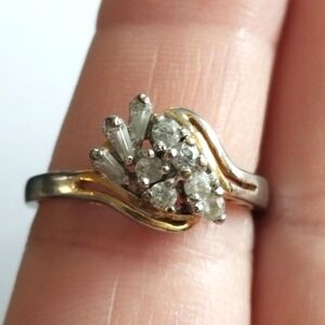 Vintage ring cluster ring 18K GE RSC gold electro plate Ring size 7.75 7 3/4